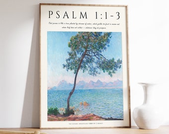 Monet Bible Verse Print, The Esterel Mountains, Christian Home Decor