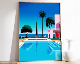 Miami Swimming Pool Print, Retro 80's Beach Pop Art - Etsy