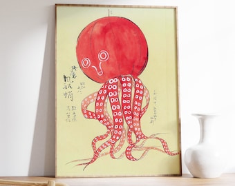 Japanese Octopus Art Print, Vintage Sea Life Poster