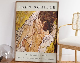 Egon Schiele Poster, The Embrace, Egon Schiele Print, Female Art Print, Wall Art Decor, Feminine Art, Beauty Print, A1/A2/A3/A4