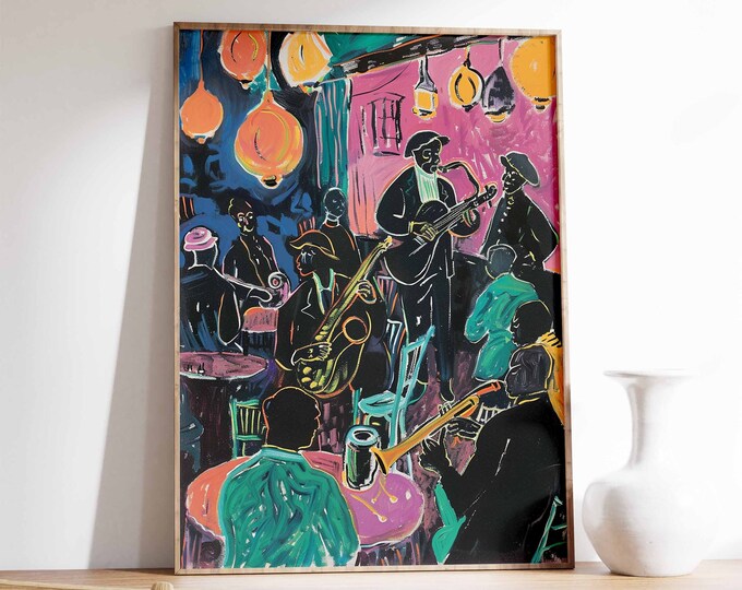 Jazz Music Print, Jazz Poster, Retro Music Print, Gift For Musician, Black Art, Gift for Music Lover, Gift for Musician, Jazz Print