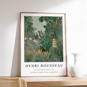 Henri Rousseau Poster, The Equatorial Jungle, Henri Rousseau Exhibition print, Floral Wall Art, Animal Art, Gift, A1/A2/A3/A4