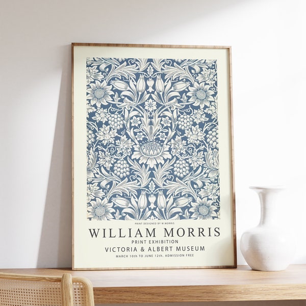 William Morris Exhibition Poster, William Morris Print, Art Nouveau, Floral Print, Vintage Wall Art Decor, Flowers, Vintage Poster, Gift