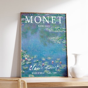 Monet Exhibition Poster, Water Lilies, Claude Monet Art Print, Gallery Quality Art, Water Art, Floral Decor, Floral Wall Print, A1/A2/A3/A4