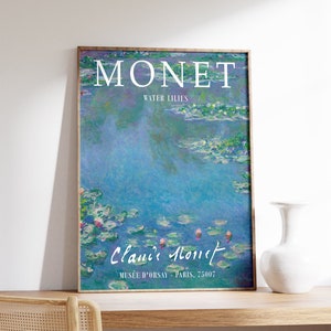 Monet Exhibition Poster, Water Lilies, Claude Monet Art Print, Gallery Quality Art, Water Art, Floral Decor, Floral Wall Print, A1/A2/A3/A4