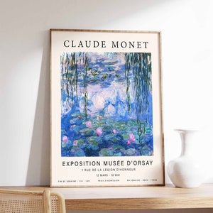 Monet Exhibition Poster, Water Lilies, Claude Monet Art Print, Floral Wall Art, Scenery Art, Water Decor, Flower Wall Poster, A1/A2/A3/A4