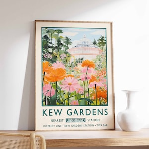 Kew Gardens Print, London Print, Botanical Gardens Print, William Morris Poster, Vintage Wall Art, Floral Art, Vintage Poster, A1/A2/A3/A4