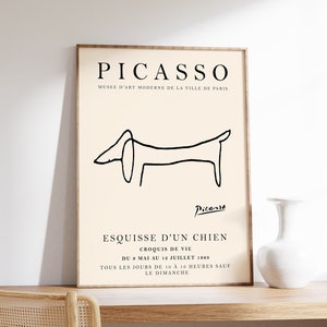 Picasso Exhibition Poster, Picasso Dachshund Print, Dog Art, Dog Poster, Animal Art, Animal Print, Vintage Minimalist Art, Line Drawing