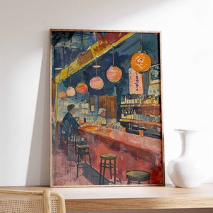 Retro Japanese Cocktail Bar Print, Vintage Izakaya Poster, Oriental Food Print, Food and Drink Art, Kitchen Poster, Kitchen Decor, Bar Art