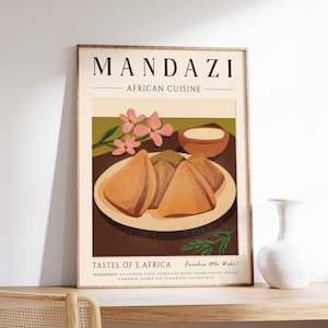 Mandazi Food Poster, African Food Art, African Food Poster, Kitchen Decor, Kitchen Art, Food Art, Cooking Poster, Food Gift, A1/A2/A3/A4