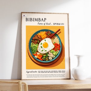 Bibimbap Essen Poster, Asiatisches Essen, Küchendeko, Food Art, Essen und Trinken Poster, Essen Geschenk, A1/A2/A3/A4