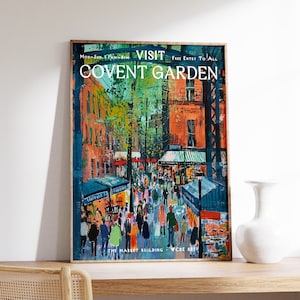 Covent Garden Print, London Tourism Poster, London Travel Art, Covent Garden London Art, Botanical Decor, Floral Wall Art, Vintage Decor