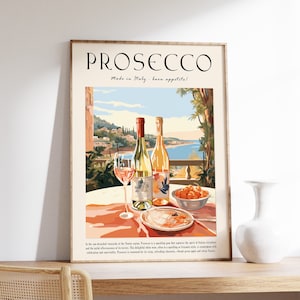 Italienisches Prosecco Poster, Cocktail Print, Küchendeko, Essen und Trinken, Essen Poster, Küchendeko, Koch Geschenk, Koch Geschenk