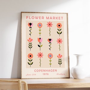 Blumenmarkt Kopenhagen Poster, Blumenmarkt-Kunstdruck, Blumenwandkunst-Dekor, Gartenkunst, Blumen Housewarming Geburtstagsgeschenk