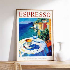 Coffee Poster, Italian Espresso Print, Kitchen Decor, Retro Coffee Art, Vintage Food Art, Coffee Shop Art, Food and Drink Poster