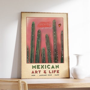 Mexican Exhibition Art Poster, Mexican Print, Floral Vintage Wall Art Decor, Latin American Artesanía, Mexico Travel, Gift Idea, A1/A2/A3/A4