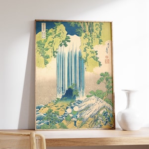 Katsushika Hokusai Poster, Yōrō Waterfall in Mino Province, Hokusai Poster, Vintage Japanese Woodblock Print, Japanese Wall Art, A1/A2/A3/A4