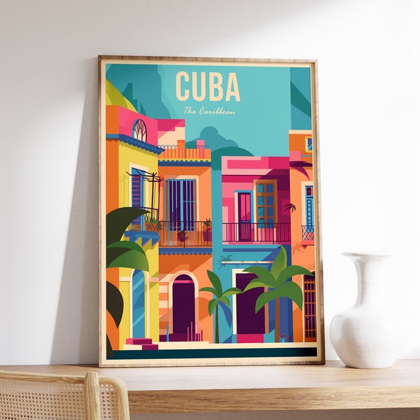 Cuba Travel Poster, Vintage Cuba Poster, Havana Poster, Caribbean Themed Wall Art, Travel Print, Caribbean Decor, Latin American Decor