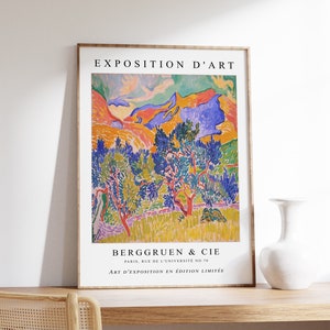 Andre Derain Exhibition Poster, Mountains at Collioure, French Expressionist Print, Fauvist Wall Art, Scenery & Nature Art, A1/A2/A2/A3