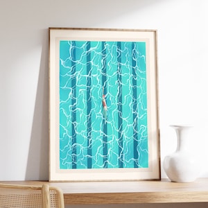 Swimming Pool Wall Art, Swimming Art Print, Swimming Poster, Blue Art Print, Swimming Pool Gift, Summer Art, Swimming Gift, A1/A2/A3/A4
