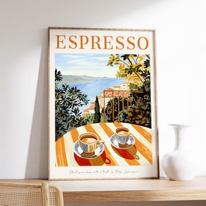Coffee Poster, Italian Espresso Print, Kitchen Decor, Retro Coffee Art, Vintage Food Art, Coffee Shop Art, Food and Drink Poster