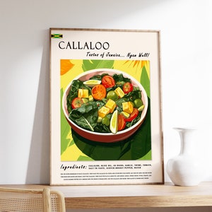 Callaloo Jamaican Food Poster, Caribbean Food Print, Jamaican Food Art, Caribbean Food Poster, Exotic Food Art, Kitchen Decor