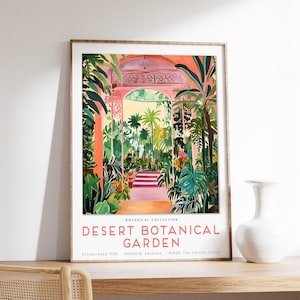 Arizona Botanische Wüstengärten Druck, Kaktusgärten Poster, Tropischer Blumendruck, William Morris Kunst, Vintage Dekoration, Geschenk, A1 / A2 / A3 / A4