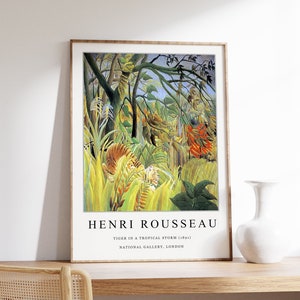 Henri Rousseau Poster, Tiger in a Tropical Storm, Henri Rousseau Exhibition print, Floral Wall Art, Animal Art, Gift, A1/A2/A3/A4