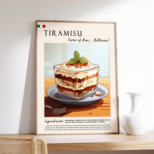 Tiramisu Poster, Italian Food Print, Italian Dessert Poster, Kitchen Print, Kitchen Decor, Baking Poster, Food Art, Food & Drink Art