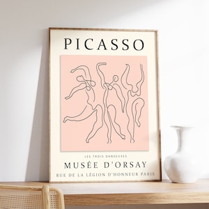 Póster de la exposición de Picasso, Danza, Arte vintage, Póster minimalista, Dibujo lineal, Lámina artística, Arte para dormitorio, Regalo ideal, Varios tamaños