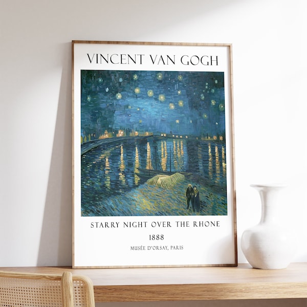 Van Gogh Exhibition Poster, Starry Night Over The Rhone, Van Gogh Art Print, Gallery Quality Print, Wall Art Decor, Gift Idea