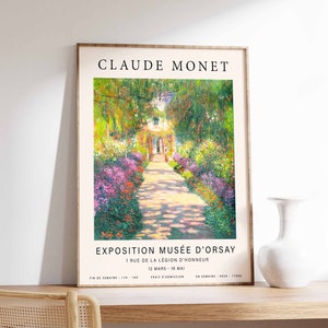 Monet Exhibition Poster, Pathway in Monet&#39;s Garden, Claude Monet Print, Floral Wall Art, Scenery Art, Water Decor, Flower Wall Poster