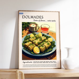 Greek Dolmades Food Poster, Greek Food Print, Kitchen Decor, Food and Drink Art, Greece Gift, Food Gift, Mediterranean Food Poster, Greece
