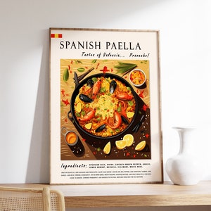 Spanish Paella Food Poster, Spanish Food Print, Paella Food Poster, Kitchen Print, Kitchen Decor, Food Art, Food & Drink Art