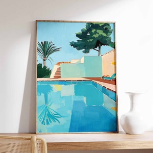 Swimming Pool Wall Art, Swimming Art Print, Swimming Poster, Blue Art Print, Swimming Pool Gift, Summer Art, Swimming Gift, Water Art