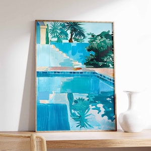 Swimming Pool Wall Art, Swimming Art Print, Swimming Poster, Blue Art Print, Swimming Pool Gift, Summer Art, Swimming Gift, Water Art