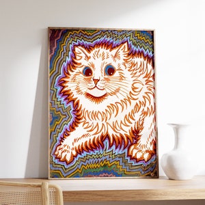 Cat Poster, Cat Art Print, Animal Art Print, Wall Art Decor, Louis Wain Art, Psychedelic Art, Trippy Art, Cat Lovers Gift, A1/A2/A3/A4