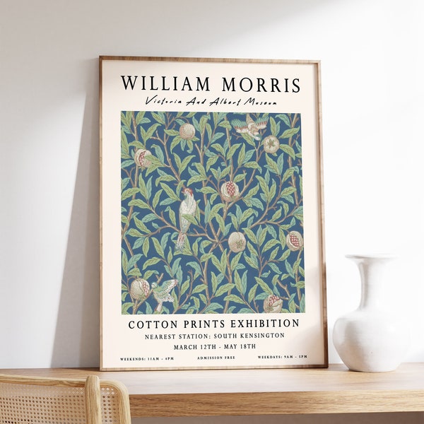 William Morris Print, William Morris Exhibition Poster, William Morris Wall Art, Vintage Wall Art, Textile Art, Floral Decor, A1/A2/A3/A4