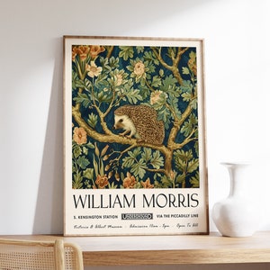 William Morris Print, William Morris Exhibition Poster, Kew Gardens Print, London Print, William Morris Poster, Vintage Art, Hedgehog Art