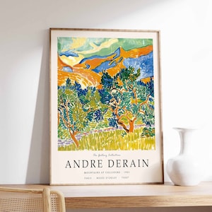 Andre Derain Exhibition Poster, Mountains at Collioure, French Expressionist Print, Fauvist Wall Art, Scenery & Nature Art, Floral Art