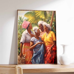 Caribbean Island Art Poster, Caribbean Wall Art, Tropical Decor, Jamaica Poster, Exotic Art Print, Floral Art, Floral Decor, Black Gift