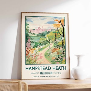Hampstead Heath London Print, William Morris Gardens Art, Vintage Floral Art, William Morris Poster, Vintage London Wall Art, Retro Art