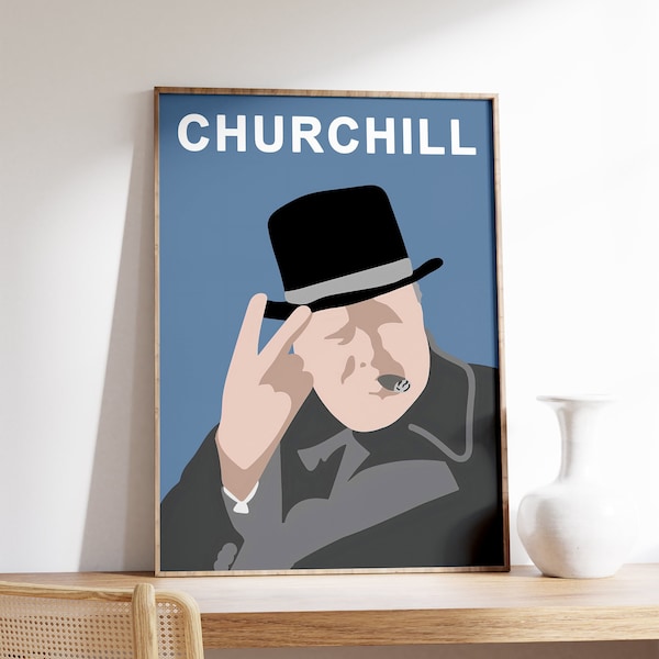 Winston Churchill Print, Winston Churchill Poster, Political Art, WW2 Poster, Minimalist Print, Minimalist Art, Home Decor, Historical Art