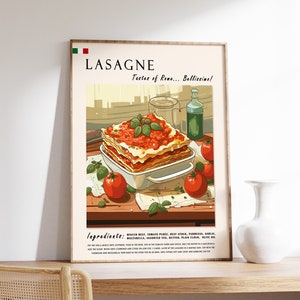 Italian Lasagne Poster, Italian Food Print, Lasagne Poster, Kitchen Print, Kitchen Decor, Food Art, Food & Drink Art