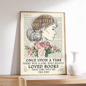 Book Lovers Poster, Floral Poster Print, Vintage Print, Reading Poster, Quote Print, Typography, Wall Art, Ideal Gift, Various Sizes