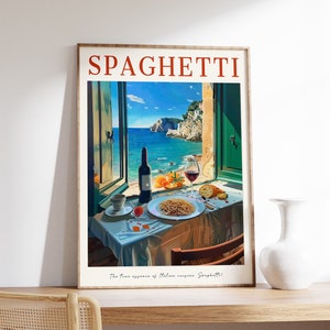 Food Print, Spaghetti Poster, Italian Food Art, Pasta Art, Vintage Food Print, Food & Drink Art, Kitchen Decor, Poster for Kitchen, Cafe Art