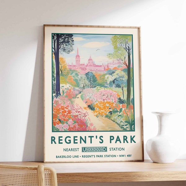 Regent's Park London Print, William Morris Poster, London Print, Botanical Gardens Print, Vintage Wall Art, Floral Art, A1/A2/A3/A4