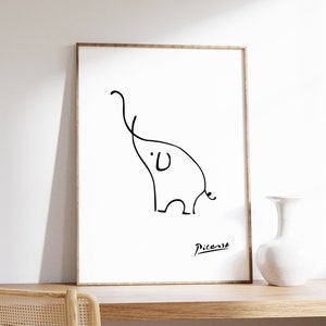 Picasso Linie Kunst Poster, Elefant, Picasso Minimalistischen Druck, Wand, Kunst Dekor, Tier Kunst, Tier Poster, Tier Druck, Geschenk, A1 / A2 / A3 / A4
