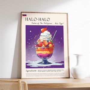 Halo Halo Filipino Food Poster, Filipino Ice Cream Food Print, Philippines Food, Kitchen Decor, Dessert Poster, Asian Decor Print, Food Gift