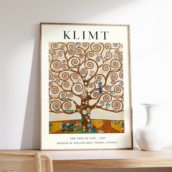 Impression d'art Gustav Klimt, l'arbre de vie, affiche florale, art mural Gustav Klimt, décoration Art nouveau, art moderne, décoration nature, idée cadeau